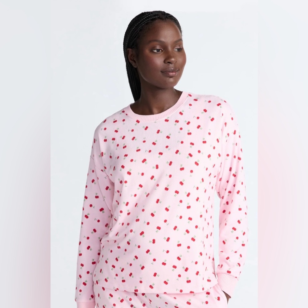 Joyspun Cherry Hacci Knit Sleep Lounge Top XL 16-18 Pink Strawberry Smoothie NWT - Picture 2 of 12